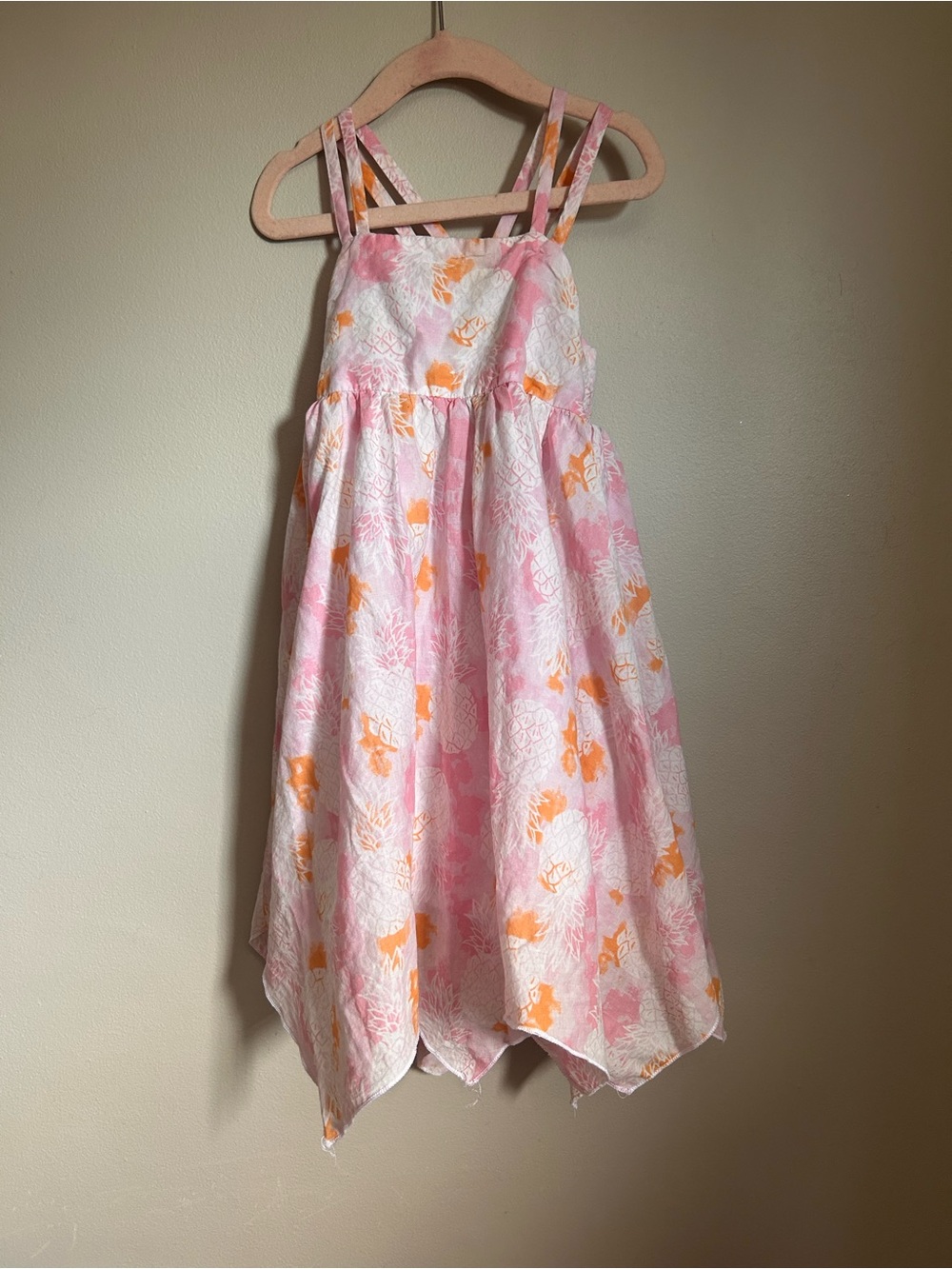 Little girls Tommy Bahama Pink & Orange Floral Handkerchief-Hem Sundress